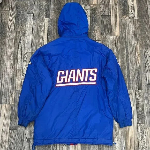 🔥🏈 Vintage NEW YORK GIANTS NFL Apex One Parka Puffer Jacket Blue/Red Sz M - GU
